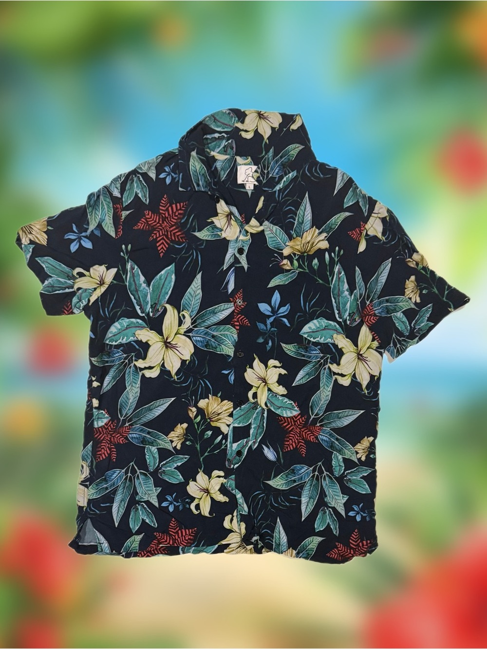 Koala Men’s Size Large Hawaiian Tropical Floral Button-Up Shirt Short Sleeve